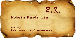 Roheim Kamélia névjegykártya